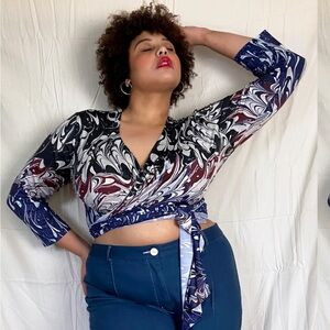 Stylish Women's Wrap Blouse - Multicolor